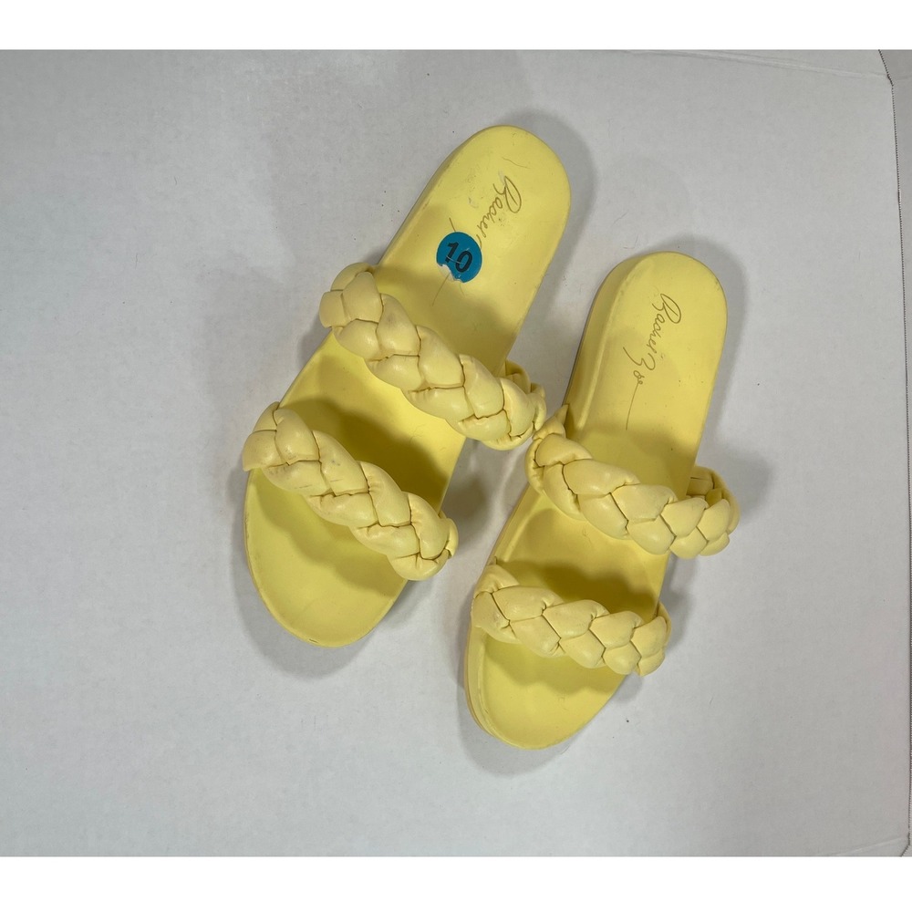 Rachel Zoe Emilie Yellow Braided Slide Sandals Womens 10M Flat Slip On‎ 1077046